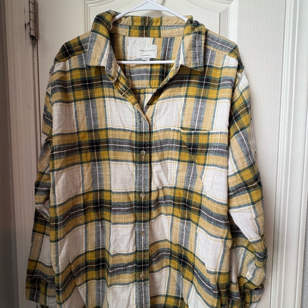 American Eagle Outfitters flannel - Yellow and Green Plaid Shirt